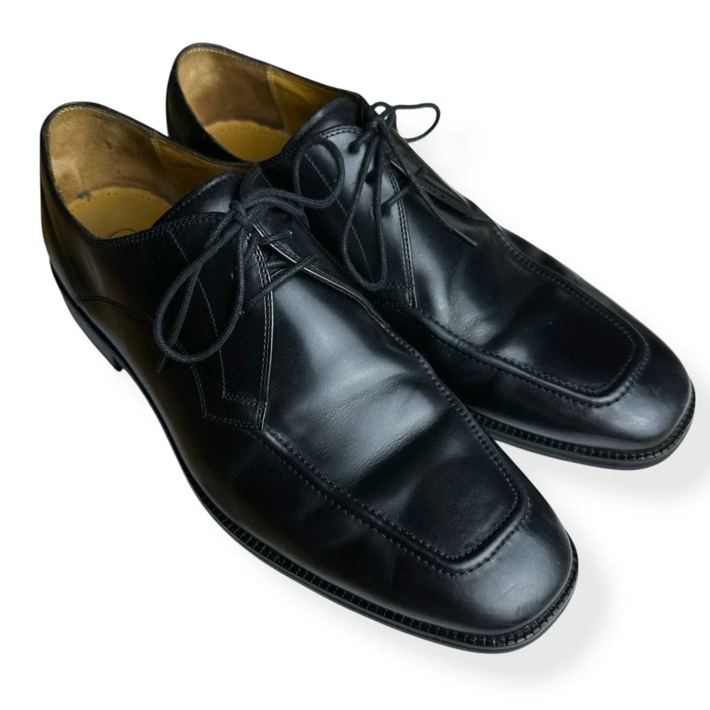 Cole Haan Oxford Shoes Black Leather Square Toe Stitched Lace Up Dress Mens 13 M